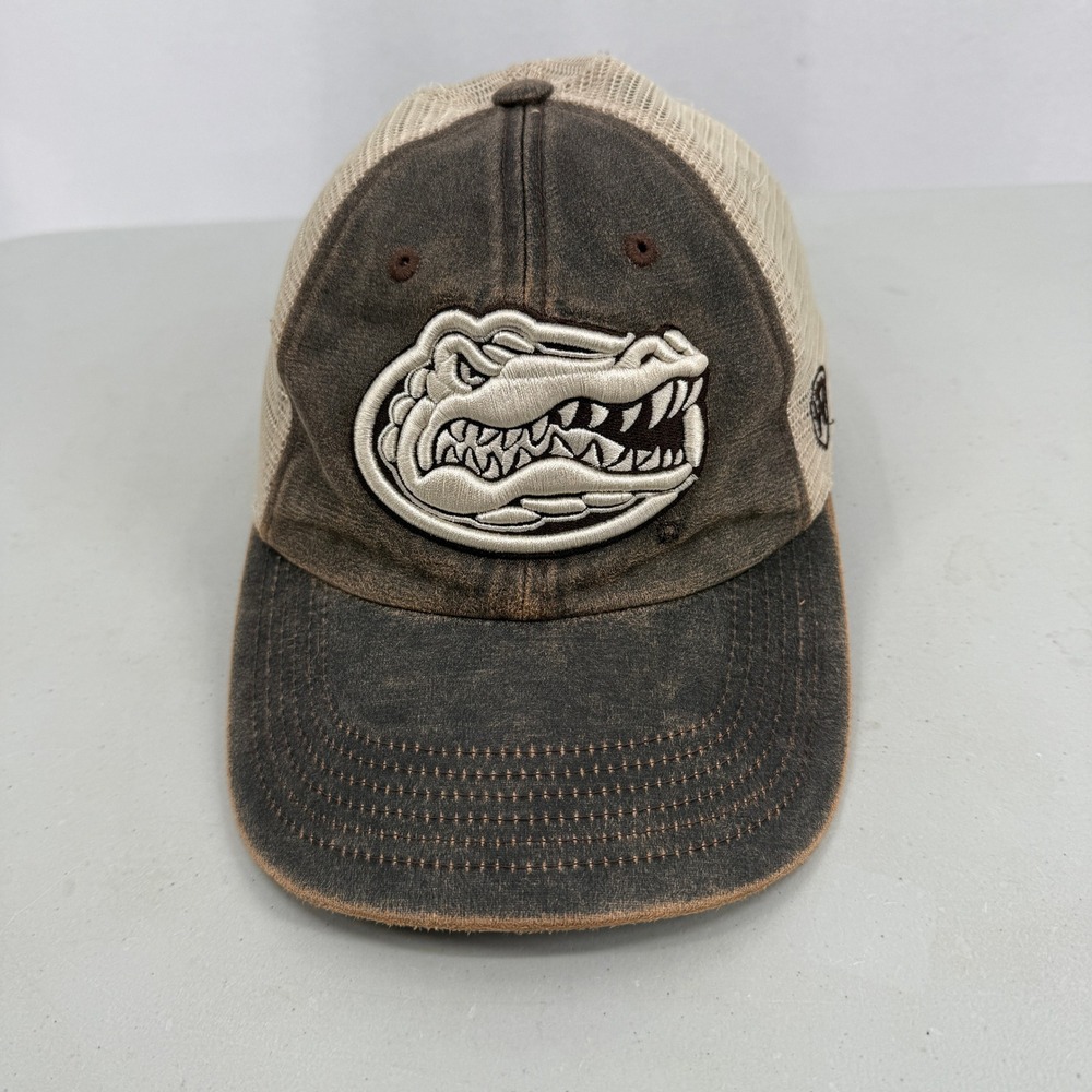 Top of the World Trucker Hat Mens Brown Florida Gators Distressed Mesh Snapback